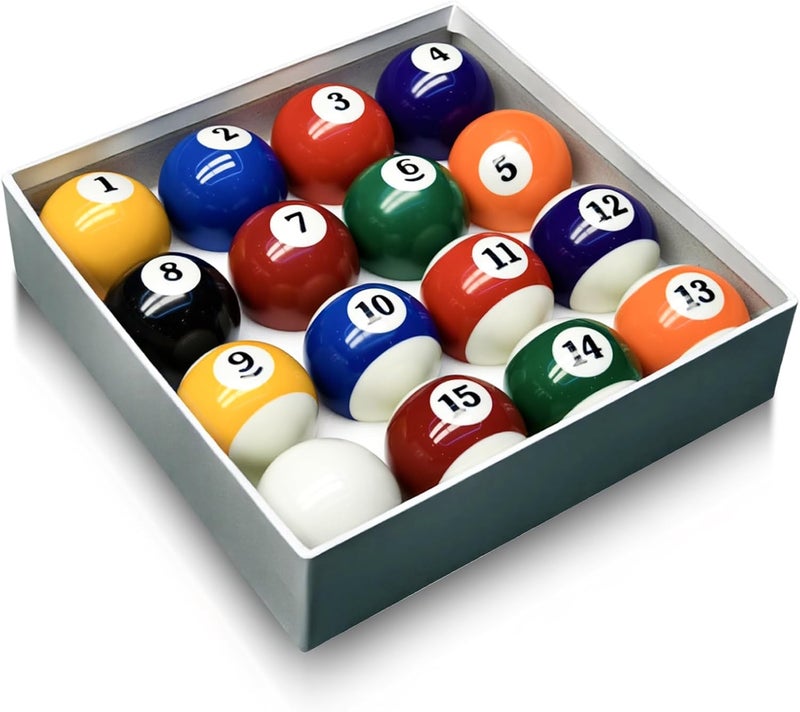 HMQQ Billiard Balls Set 2-1/4" Regulation Size Pool Table Balls for Replacement (16 Resin Balls) - Image 1
